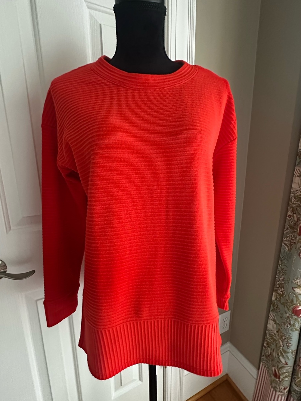 Talbots Orange Ribbed Crewneck Sweater